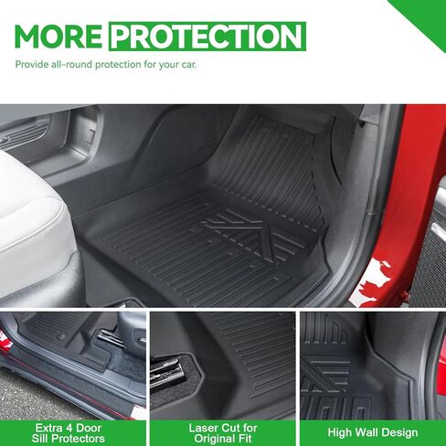 Floor Mats & Cargo Liner & 3rd Row Backrest Mat for 2024 2025 GMC Acadia 7 Seats, Door Sill Protectors, All Weather TPE Mats Set Including Floor Liners, Trunk Mat & 2nd Layer Mat Accessories in Kuwait