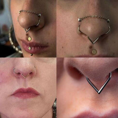 Woman Men 16 Gauge Septum Ring 16G Hinged Nose Ring Daith Earrings Clicker Rings Piercing Jewelry Gold-Silver in Saudi Arabia