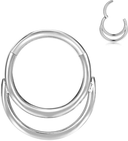 Woman Men 16 Gauge Septum Ring 16G Hinged Nose Ring Daith Earrings Clicker Rings Piercing Jewelry Gold-Silver in Saudi Arabia