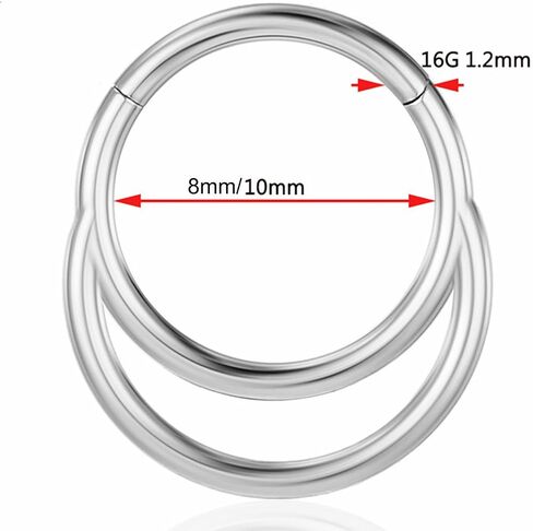 Woman Men 16 Gauge Septum Ring 16G Hinged Nose Ring Daith Earrings Clicker Rings Piercing Jewelry Gold-Silver in Saudi Arabia