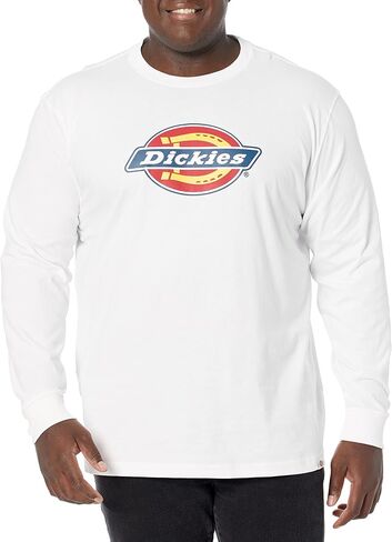 تي شيرت Dickies رجالي بأكمام طويلة وشعار ثلاثي الألوان، أبيض، مقاس كبير in Kuwait