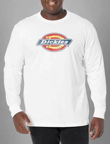 تي شيرت Dickies رجالي بأكمام طويلة وشعار ثلاثي الألوان، أبيض، مقاس كبير in Kuwait