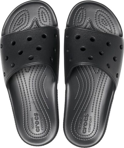 Crocs Unisex Classic Slide Sandals, Black, 12 Men/14 Women in Saudi Arabia