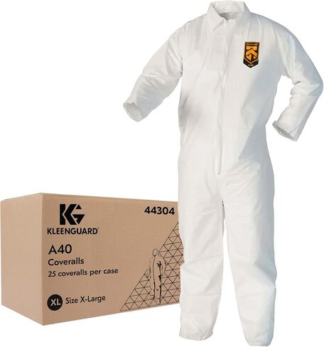 KleenGuard™ A40 Liquid & Particle Protection Coveralls (44304), Zipper Front, White, XL (Qty 25) in Saudi Arabia