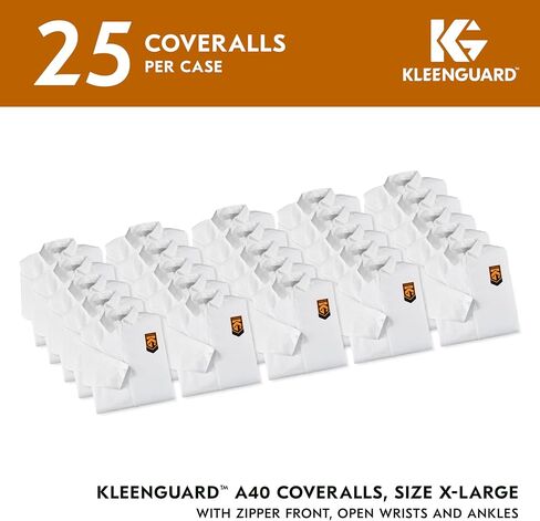 KleenGuard™ A40 Liquid & Particle Protection Coveralls (44304), Zipper Front, White, XL (Qty 25) in Saudi Arabia