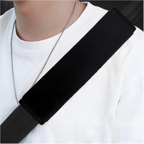 2 PCS Car Seat Belt Cover, Auto Seat Belt Pads Cover for A More Comfortable Driving, Safety Belt Strap Shoulder Pad for Adults and Children, Universal Car Accessories (Black, Ice Silk)