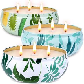 Citronella Candles Outdoor, 3-Wick Large Citronella Candles for Patio, 3 Packs Natural Soy Wax Summer Candle Set, 200 Hours Long Lasting Burning Lemongrass Scented Candle for Garden Balcony Camping