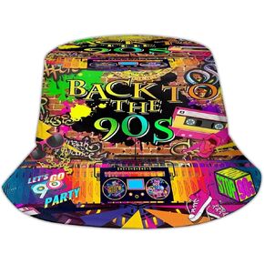90s Outfit for Women Men, Fashion Retro 90s Bucket Hat Outdoor Packable Sun Cap Rave Accessories Fisherman Hats for Women Men