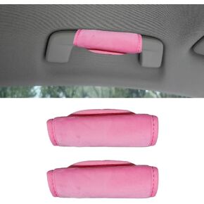 2PCS Car Grab Handle Cover, Soft Plush Car Grip Gloves Auto Inner Door Pull Handle Cover, Anti-Scratch Car Handle Protector Auto Interior Accessories for Most Vehicles (Pink)