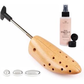 FootFitter Premium Professional One-Way Shoe Stretcher One Pack & 4 oz. Shoe Stretching Spray for Stretching Width (Men’s Large 11.5 – 13.5)