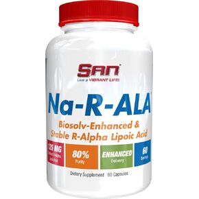SAN’s Na-R-ALA - Stabilized R-Alpha Lipoic Acid 125mg per Serving [High Potency & Increased Absorption], 60 Capsules