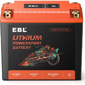 EBL YTX20-BS YTX20HL-BS Lithium Motorcycle Battery LiFePO4 12Ah 144Wh 720A Powersports Batteries for ATV, UTV, Jet Ski, 4 Wheeler, Snowmobile, Riding Lawn Mower, Quad
