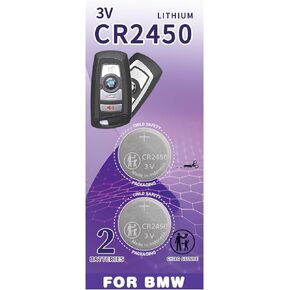 Key Fob Replacement Battery for BMW (Pack of 2) CR2450 (1-9 Series, X3, X4, etc.320i 320xi 328i 328xi 335i 335is 335xi F22 F45 F46 528i 528xi 535i 535xi 550i 550xi F32) Key Remote