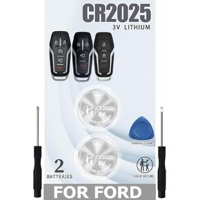 Key Fob Batteries Replacement for Ford Lincoln Edge Explorer F-150 250 350 450 550 Fusion Mustang MKC MKX MKZ Key Remote, 2-Packs CR2025