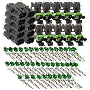 2-PIN (Conductor) 20 amps Weather-Pack Series, Sealer Terminals, Housing Male & Female 18 20 GA (Pack of 10)