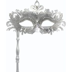 Womens Masquerade Mask Venetian Mask Mardi Gras Silver Masquerade Mask Set for Masked Ball Halloween Costume Mask