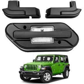 Rear Window Grip Handle Light & Defogger Cable Cover Compatible with 2018-2025 Jeep Wrangler JL JLU 4XE Rubicon Sahara Accessories, Rear Glass Lift Gate Dome LED Light for Camping & Fishing