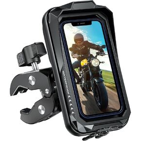HUANLANG Motorcycle Phone Mount Waterproof Bike Phone Holder 360° Adjustable Anti-Shake Bike Phone Bag with Touchscreen Sun Visor,Universal Cell Phone Holder Suitable for 4.7"-7.0" Smartphone