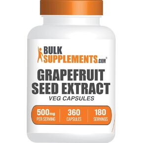 BulkSupplements.com Grapefruit Seed Capsules - Herbal Supplements, Grapefruit Seed Supplements - Vegan, 2 Capsules per Serving (500mg), 360 Count (Pack of 1)