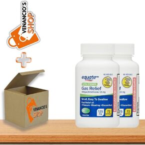 VENANCIO'S SHOP Equate Gas Relief, Simethicone 125 mg, Bloating Relief Extra Strength Softgels, 72 Count (Pack of 1)