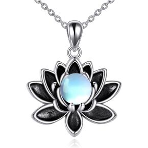 قلادة Tiger Rider Lotus 925 Sterling Silver Pendant Necklace Black Lotus Flower Gifts for Women