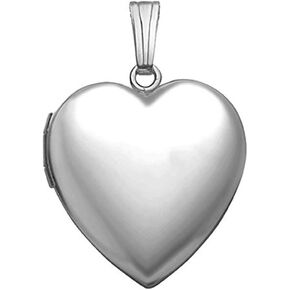 PicturesOnGold.com Sterling Silver Sweetheart Heart Locket - 3/4 Inch X 3/4 Inch