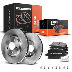 A-Premium 11.65 inch (296mm) Front Vented Disc Brake Rotors + Ceramic Pads kit Compatible with Select Chevy, Pontiac and Saturn Models - Malibu 04-12, Cobalt 2008, G5 07-09, G6 06-10, Aura 07-09