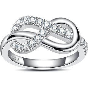 Moissanite Engagement Statement Rings D Color VVS1 Clarity 925 Sterling Silver Double Infinity Love Knot Moissanite Wedding Promise Intertwined Ring for Women with Certificate