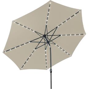 Kiss the Water Large Outdoor Patio Umbrella with Solar Lights, Patio Table Umbrella with Push Button Tilt/Crank, 13 ft Outdoor Umbrella for Backyard, Pool, Deck, Market