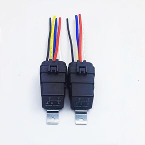 40/30 amps 12VDC 5-pin Waterproof Relay with 5-pin Wire Harness Heavy-Duty 12/16AWG tin-Plated Copper Wire, 12VDC Waterproof SPDT Pure Copper Coil Automotive Relay -2 Pack