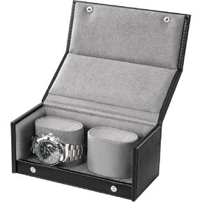 ProCase Watch Travel Case for Men & Women, 2 Slot Travel Watch Case with Soft Velvet Lining, Shockproof Mens Watches Box Organizer Gifts for Birthday Valentines Father's Christmas -Black