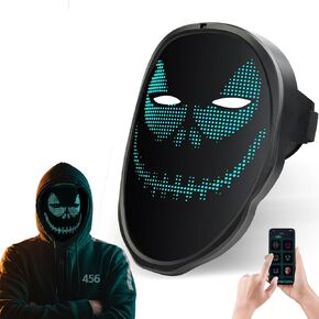 LED Mask with App & Gesture Control - مثالي للعب ، كرات التنكر وأزياء الحفلات لقناع للجنسين البالغين