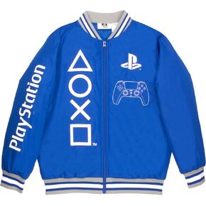 PlayStation Boys Gamer Varsity Bomber Jackets Zip-Up Sony Buttons Graphic Print Jacket for Kids