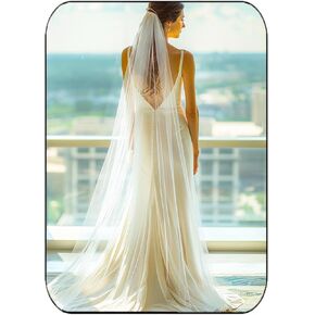 EASEDAILY Long Cathedral Length Bride Wedding Veils 1 Tier Bridal Tulle Veil with Comb for Women