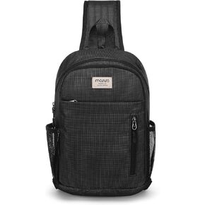 MOSISO Crossbody Sling Bag Sling Backpack for Men, 3 Layer Over Shoulder Bag Cross Body Chest Daypack Purse with Front Vertical Pocket for Travel Hiking Casual Commuting, Black