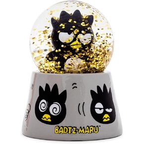 Silver Buffalo Sanrio Badtz-Maru Mini Light-Up Snow Globe with Swirling Glitter Display | 3 Inches Tall