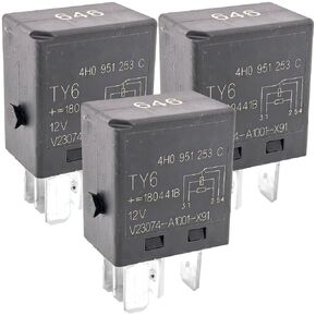 3-Pack 646 V23074-A1001-X91 4H0951253C Relay - 40A 12VDC 5-Pin SPDT Automotive Relay - Compatible with Select Volkswagen/Audi Vehicles (for Passat, A4) - Fixes Fuel Pump, HVAC & P0230/P0299 Errors