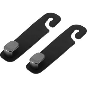 2 Pcs Universal Car Seat Headrest Hook for Most Car, SUV, Truck Car Seat Back Organizer Hooks Sturdy Faux Leather Metal Black 6.93"x1.77"