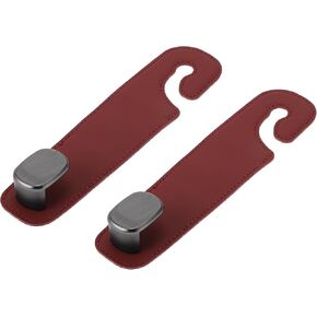 2 Pcs Universal Car Seat Headrest Hook for Most Car, SUV, Truck Car Seat Back Organizer Hooks Sturdy Faux Leather Metal Red 6.93"x1.77"