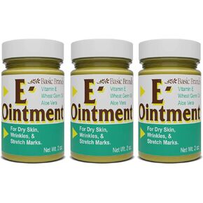 Basic Organics - Basic Brands - Vitamin E Ointment - 2 oz - Moisture Enhancing - Can Help Reduce Appearance of Scars, Stretch Marks, Fine Lines & Wrinkles - Pack of 3
