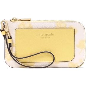 kate spade new york AVA Spring PANSISES Embossed Pebbled Leather Coin Card case Wristlet, Yuzu Jam Multi