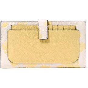 kate spade new york AVA Spring PANSISES Embossed Pebbled Leather 2 in 1 Bifold Wallet, Yuzu Jam Multi