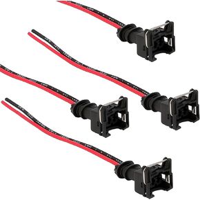 8 PCS Fuel Injector Connector, Waterproof Shell + Copper Core Plug Injector, Plug-and-Play Standard Specification Fuel Injector Socket with Extended Pigtail Harness, Universal for Car (Black)