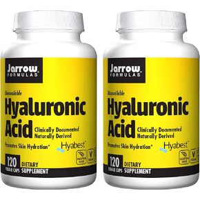 Jarrow Formulas Hyaluronic Acid Naturally Derived as a Dietary Supplement (120 Veggie Caps) Pack of 2…