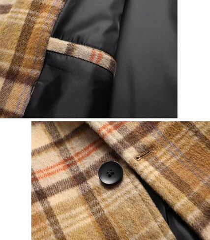 FTIMILD Mens Wool Blend Plaid Coat Warm Winter Trench Coat with Soft Scarf Single Breasted Overcoat in Saudi Arabia