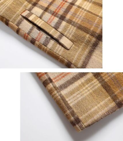 FTIMILD Mens Wool Blend Plaid Coat Warm Winter Trench Coat with Soft Scarf Single Breasted Overcoat in Saudi Arabia