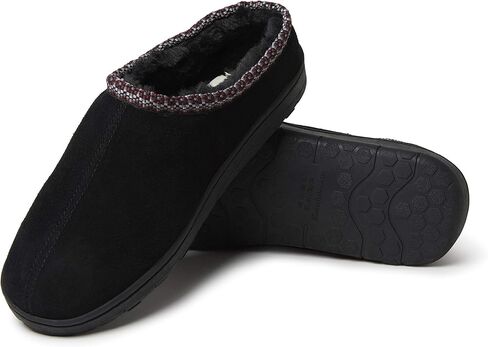 Dearfoams Men's Suede Clog with Woven Accent Slipper in Saudi Arabia