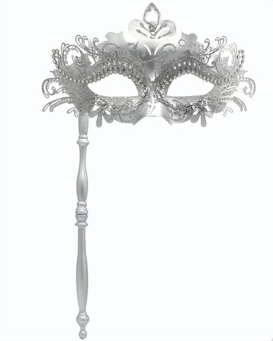 Womens Masquerade Mask Venetian Mask Mardi Gras Silver Masquerade Mask Set for Masked Ball Halloween Costume Mask in Saudi Arabia