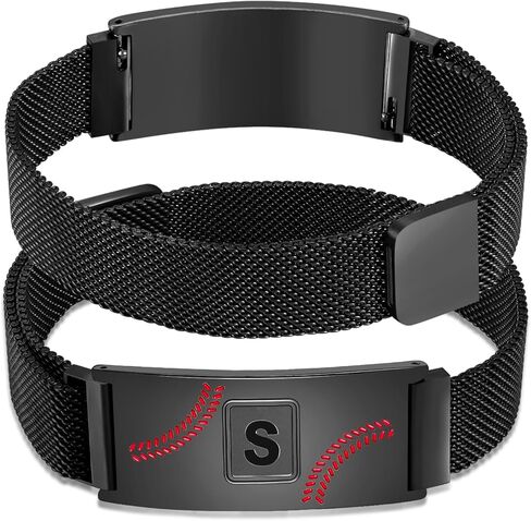 هدايا عيد الأب هدايا البيسبول السوار الأولي الأسود/الشظية/الذهب الفولاذ المقاوم للصدأ A-Z سحر الأسوار القابلة للتعديل معصم الهدايا البيسبول لعشاق فريق اللاعبين in Kuwait