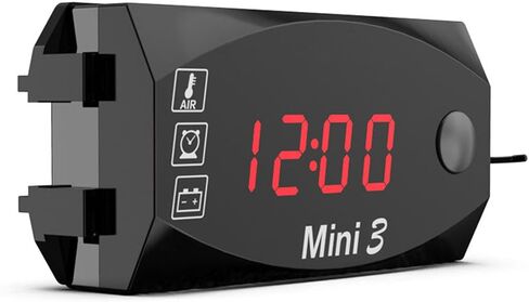 Meichoon 3 in 1 Car Digital Clock Voltmeter Thermometer 12V Waterproof Battery Voltage Monitor LED Large Screen Display for Motorcyclea Electric Vehicles Red in Kuwait